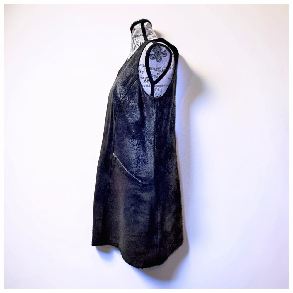 Lauren Vidal Black Textured Zip Front Sleeveless Dress |Minimalist | Luxe | S - Picture 4 of 11